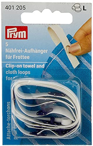 PRYM 401205 Clip-on towel and cloth loops / Towel clips suitable for towelling; white, 5 pieces