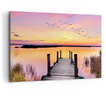 Stampe da Parete Moderne 100x70 cm Quadro su Tela Paesaggi Marino - 3056 | Passerella Estate Persone Quadro Decorativo 1 pezzo Soggiorno Camera da Letto Arte da Parete Decorazione da Parete ARTTOR
