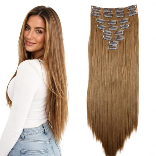 CAISHA XXL 50cm 8er Clip In Extensions Haarverlängerung Dunkelblond CES107