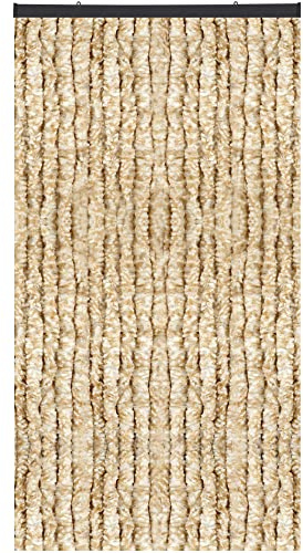 Arsvita Flauschvorhang, Chenille Vorhang, Insektenschutz für den Sommer Extrabreit, Auswahl: 140x200 Meliert beige - weiß