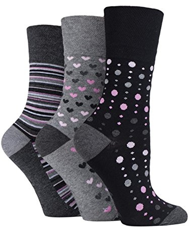 6x Pairs of Ladies Bamboo Gentle Grip HoneyComb Top Non Elastic Socks by SockShop/UK 4-8 Eur 37-42