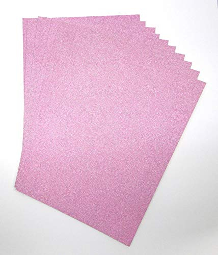 Lot de 10 feuilles de papier cartonné à paillettes rose clair A4-250 g/m² - Pour loisirs créatifs, fabrication de cartes, scrapbooking, loisirs créatifs - Rose clair