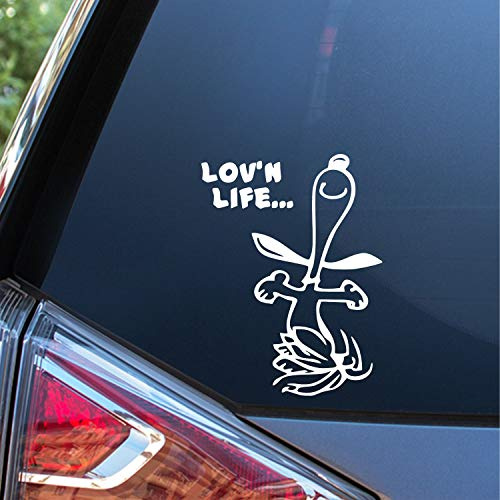 Sunset Graphics & Decal Lovin' Life Snoopy Decal Vinyl Car Sticker | Cars Trucks Vans Walls Laptop | Weiß | SGD000225