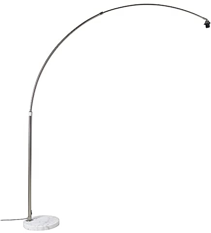 QAZQA Moderno Lámpara de arco acero base mármol blanco ajustable - XXL Acero/Mármol Alargada Adecuado para LED Max. 1 x 60 Watt