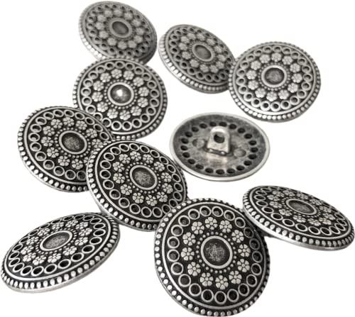 silber antik flache Metall Knöpfe mit Öse 17mm oder 22mm (10 Stück) (17mm)