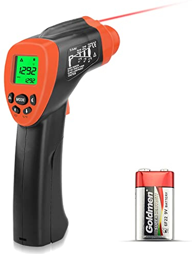 Digitale Infrarot IR Thermometer Laser -50℃~700℃, Kethvoz Kontaktloses Temperaturmessgerät mit Temperaturalarm, Einstellbarer Emissionsgrad für Küche/Kochen/Zucker/Industrie Infrared Temperaturpistole
