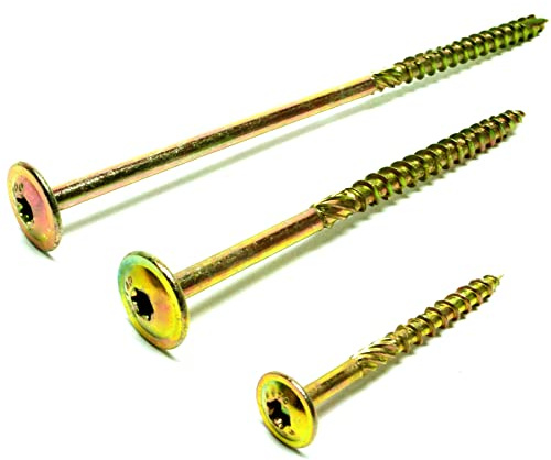 BRESKO Tellerkopfschrauben 5x45 mm 200 Stück Tellerkopf Holzbauschrauben Schrauben Konstruktionsschrauben verzinkt Holzschrauben