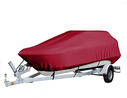 ELVONS Copertura del Telone della Barca, 210d Resistente alla Polvere E All'Invecchiamento Copri Gommone per Protezione Esterna per Tutte Le Stagioni,Rosso,17~19ft(640cm*400cm)