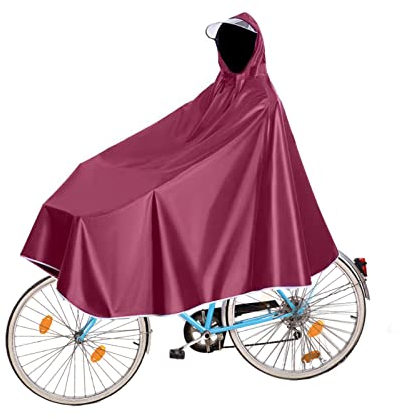 Fayemint Wasserdicht Radfahren Regen Poncho, Radfahren Regen Poncho mit Kapuze, Fahrrad Compact Regen Cape, für Fahrräder, Mountainbikes, Elektrofahrräder (Rot)