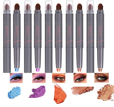 5 PCS Eyeshadow Stick Set, Eyeshadow Pen, Shimmer Lidschatten Stift liegend Seidenraupe Eyeliner Stick Make-up Kosmetik Werkzeug, Blaue, lila, orange, champagnerfarbene, braune Lidschattenstifte#1