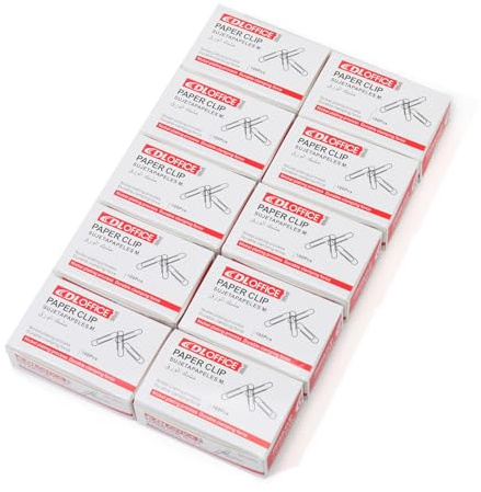 Medium Paper Clips - 1000 Pieces (10 Boxes of 100 Each) - Silver Standard Size 1.25IN - Office & School