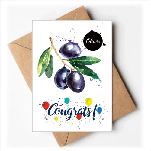 Oliven Obst leckere gesunde Aquarell Hochzeit Karten Glückwunsch Gruß Umschläge