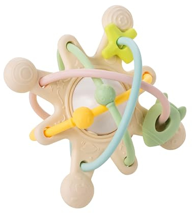Nattou Teether with Rattle Galaxy Silicone, 10 cm, Pastel