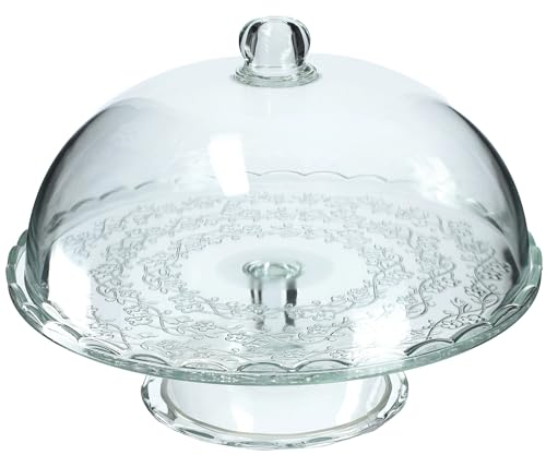 KADAX Soporte para tartas con tapa, plato transparente para tartas con pie, elegante plato de cristal para tartas, campana de cristal, resistente plato para servir (redondo de 29 cm de diámetro)