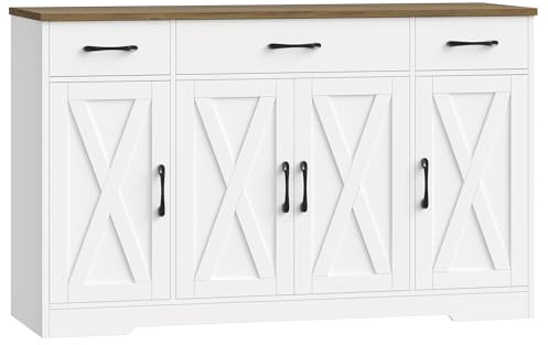 HOSTACK Kitchen Buffet Sideboard Storage Cabinet, Coffee Bar Cabinet, White