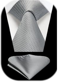 Enlision Cravate Homme Gris Élégante Formelle Classique Cravates et Pochette Mariage Affaires Fête