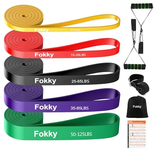 Fokky Resistance Bands,5 Levels Exercise band, Pull Up Bands, Resistance Bands Set Men with Anchor, Handles, Bag and Training Instruction, Gym Resistance Bands for Muscle Toning,Yoga,Fitness
