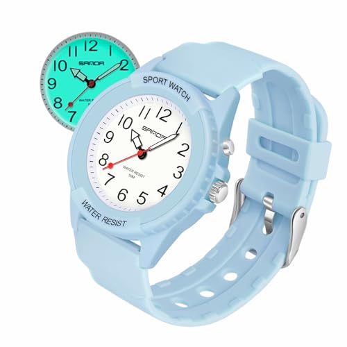 Forrader Orologio sportivo da donna, analogico, unisex, al quarzo, impermeabile, con luce notturna, per abbinamenti casual alla moda o attività sportive, Blu