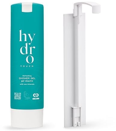 ADA COSMETICS Duschgel mit SmartCare Wandhalterung – Starter-Set - 300 ml, nachfüllbarer Spender zum Kleben ohne Bohren, vegan mit Meeresmineralien und Algenextrakt - Hydro Touch - Made in Germany