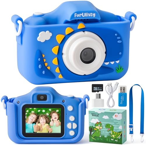 Appareil photo numérique pour enfants - Écran 48 MP - HD 1080P - Anti-chute - Avec carte de 64 Go - Pour enfants de 3 à 12 ans - Jouet - Bleu