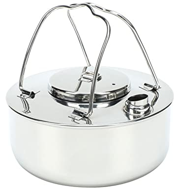 XaEjNzwDT Théière en Fonte Bouilloire sifflante Théière de Camping extérieure en Acier Inoxydable de 1,5 L, théière de Camping Portable de Camping, Bouilloire en Acier Inoxydable.