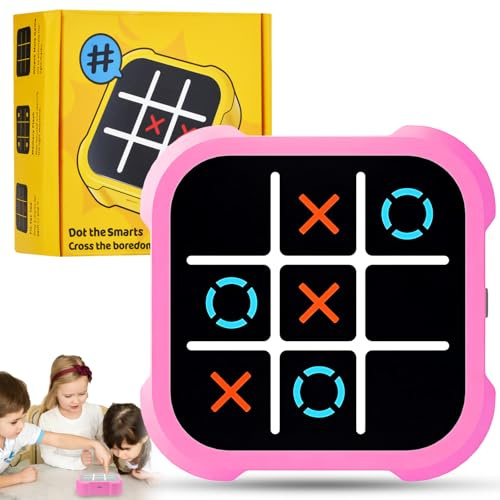 Elektronisch Tic-Tac-Toe Bolt Spiel, Tic Tac Toe Elektronisch (Rosa) | 3-In-1-Puzzlespielkonsole, Zappelspielzeug-Brettspiele, Brettspiel Familietragbare Reisespiele FüR Bildung 3+ Jährige Jungs
