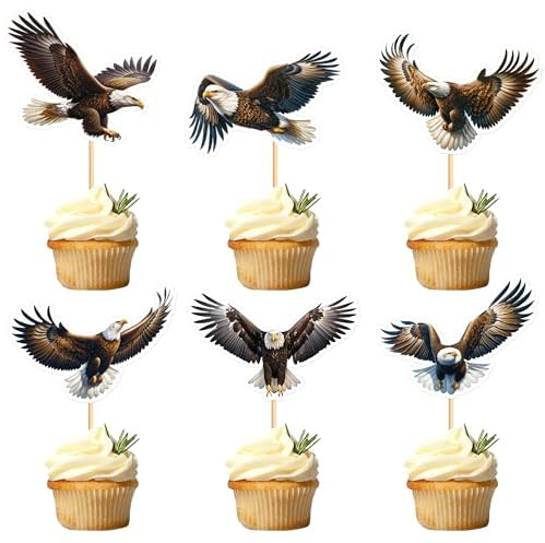 Blumomon 30 Stück Adler Cupcake Dekoration, Dschungel, Safari, Kuchendekoration, Tier, Auswahl für Baby Party Kinder Geburtstag Zubehör