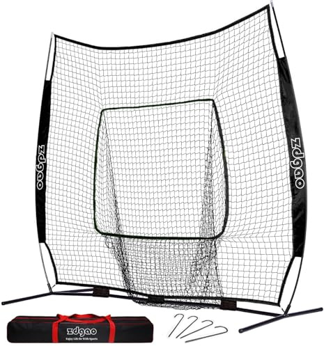 7×7ft Baseball Softball Practice Net- Portable Baseball Net for Batting, Hitting, Pitching Come with Carry Bag, Training for Players of Any Skill Level - Easy Assembly