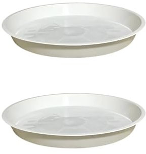Aoktorkit 2 sottovasi bianchi da 25 cm, in plastica, per vasi da fiori, per interni ed esterni, giardino