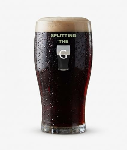 Splitting the G Novelty Beer Glass – Funny Stout Lover Gift for Men, Unique Dark Beer Birthday Christmas GIF for Him, Pub Culture Beer Fan Gift