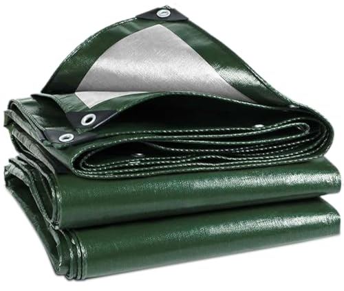 Wohohoho 120GSM Tarpaulin Waterproof Heavy Duty, 3m x 5m Large Green Rainproof Tarp UV/Tear Resistant PE Tarpaulin Sheet Tent with Reinforced Eyelets, Cover for Car, Pool, Caravan, Garden Furniture