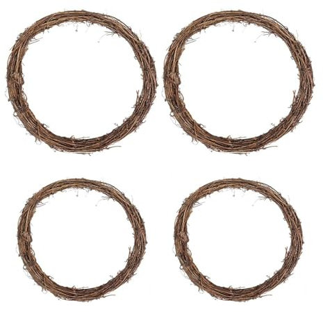 YankMooM 4 Pack Christmas Wreath,30cm/20cm Grapevine Wreath Christmas Wreath Base Round Wreath Frame for Christmas Halloween Thanksgiving Door Wall Decor