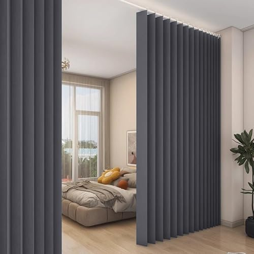 100x96 Extra Large Blackout Room Divider Curtain,Waterproof Indoor/Outdoor Vertical Drapes for Bedroom, Living Room,Cordless Panel Partition with Hooks,Dark Gray