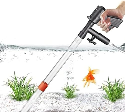 SSRIVER 09 Aquarium Kiesreiniger Fish Tank Kit Wasserwechsel Mit Langer Düse für Wasserwechsel und Filterkiesreinigung Mit Luftdruckknopf und Einstellbarem Wasserdurchflussregler - BPA frei
