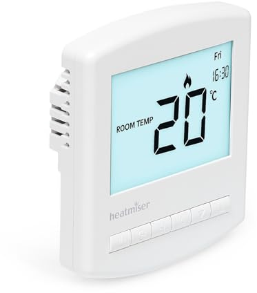 LavaTap – Heatmiser Slimline V4 Programmable Thermostat – Wired Digital 7 Day and 5 2 Day Heating Control for Central and Underfloor Heating – 230 V Not Battery Powered