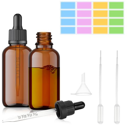 Freyeeti 2 Stück Pipettenflaschen, 100ml Braunglasflasche,Wiederverwendbare | Wiederverwendbare Pipetten Glasflasche, mit Tropfenpipette, Für ätherische öL, ParfüMöLe, Aromatherapie, DüFte, FlüSsigkeit
