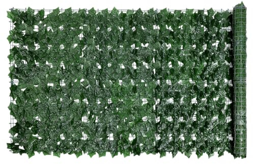 TOYANDONA Clôture Artificielle en Filet à Feuilles Vertes 0,5 X 3 M, Mur Végétal Décoratif en Plastique Dense, Protection Balcon et Jardin, Treillis Naturel Imitation Lierre, Brise-Vue