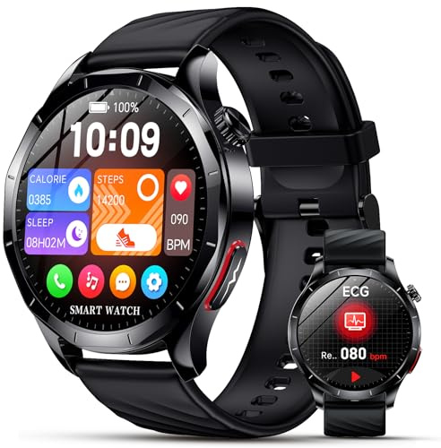 2026 New Smart Watch for Men with Blood Pressure & ECG, 1.43AMOLED Fitness Tracker with Bluetooth Calls/SOS Help, 24/7 Heart Rate/SpO2/Sleep Monitor, 120 Sports Modes, IP68 Waterproof for Android iOS