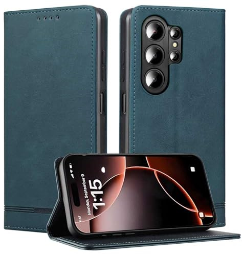 BEEJTUNY Leather Case for Blackview Wave 10, Flip Phone Case with RFID Blocking, Strong Magnetic, Skin-friendly Wallet Shockproof Cover. Dark Green