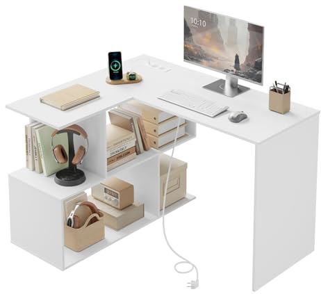 WOLTU Bureau d'angle, Table 'Ordinateur avec Station de Charge