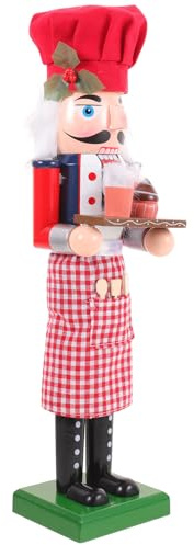 COOPHYA Cascanueces de Madera Artesanal Figura de Pastelero Decoración Clásica para Mesa de Navidad Detalles Delicados y Ambiente Festivo