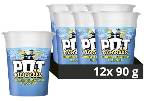 Pot Noodle Chinese Chow Mein Standard Pot Noodle instant vegan* snack quick to make noodles Instant Noodle 12x 90 g