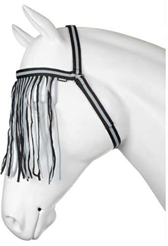 Fliegen-Fransen mit Halter Gr. Pony schwarz-grau Stripes