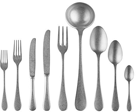 Mepra Set di Posate Vintage, 75 Pezzi, Peltro, Made in Italy, Lavastoviglie, Servizio da Tavola, Stile Classico Elegante