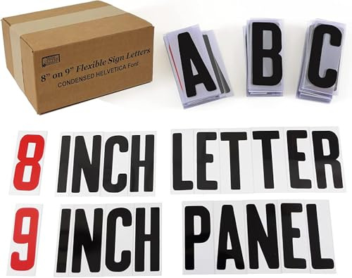 Sign Letter Depot, Marquee Letters, Flexible Outdoor Sign Letters for Changeable Portable Roadside Sign, Condensed Helvetica Font, 8 Inch Letter, 9 Inch Panel, 300 pc set