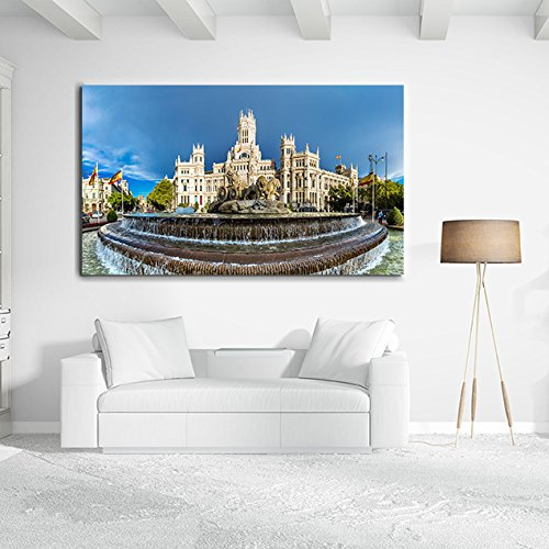 Cuadro Cartón Ecológico Las Cibeles Madrid | Varias Medidas 113x44cm | Decoración Habitación | Multicolor | Diseño Elegante | Cantos Impresos |