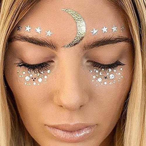 Face Temporary Tattoo Sticker Metallic Shiny für Glitzer Effekt, Parties, Shows und Make-up (F23)