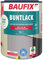 BAUFIX Vernice colorata bianca, satinata, 1 litro, vernice, diluibile in acqua, per interni ed esterni, adatta per legno/zinco/cemento, ferro/muratura