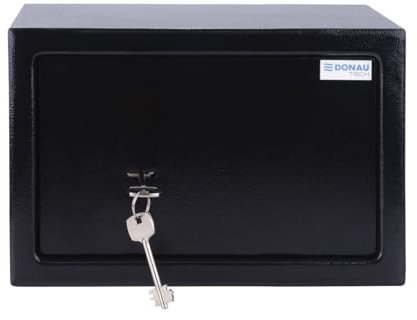 DONAU TECH Tresor Möbeltresor 8,5 L / 31 x 20 x 20 cm/Manuell Safe Möbeltresor/Safe Geldschrank Boden-Wandtresor Wandsafe ink. 2 x Schlüssel/Schwarz