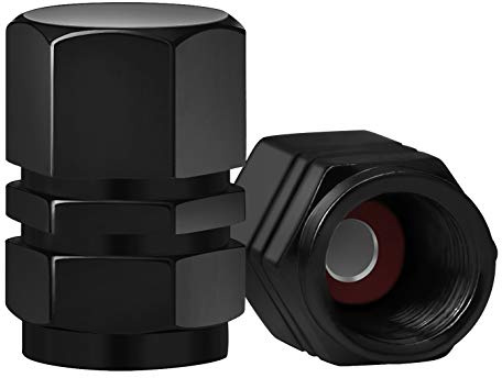 SAVITA 8 Packs Aluminum Tire Valve Stem Caps with Gasket Universal Hexagon Valve Covers Replacement for Cars, SUV, Bike, Motorcycles | Heavy-Duty, Airproof Seal | Screw-On, Easy-Grip (Black)